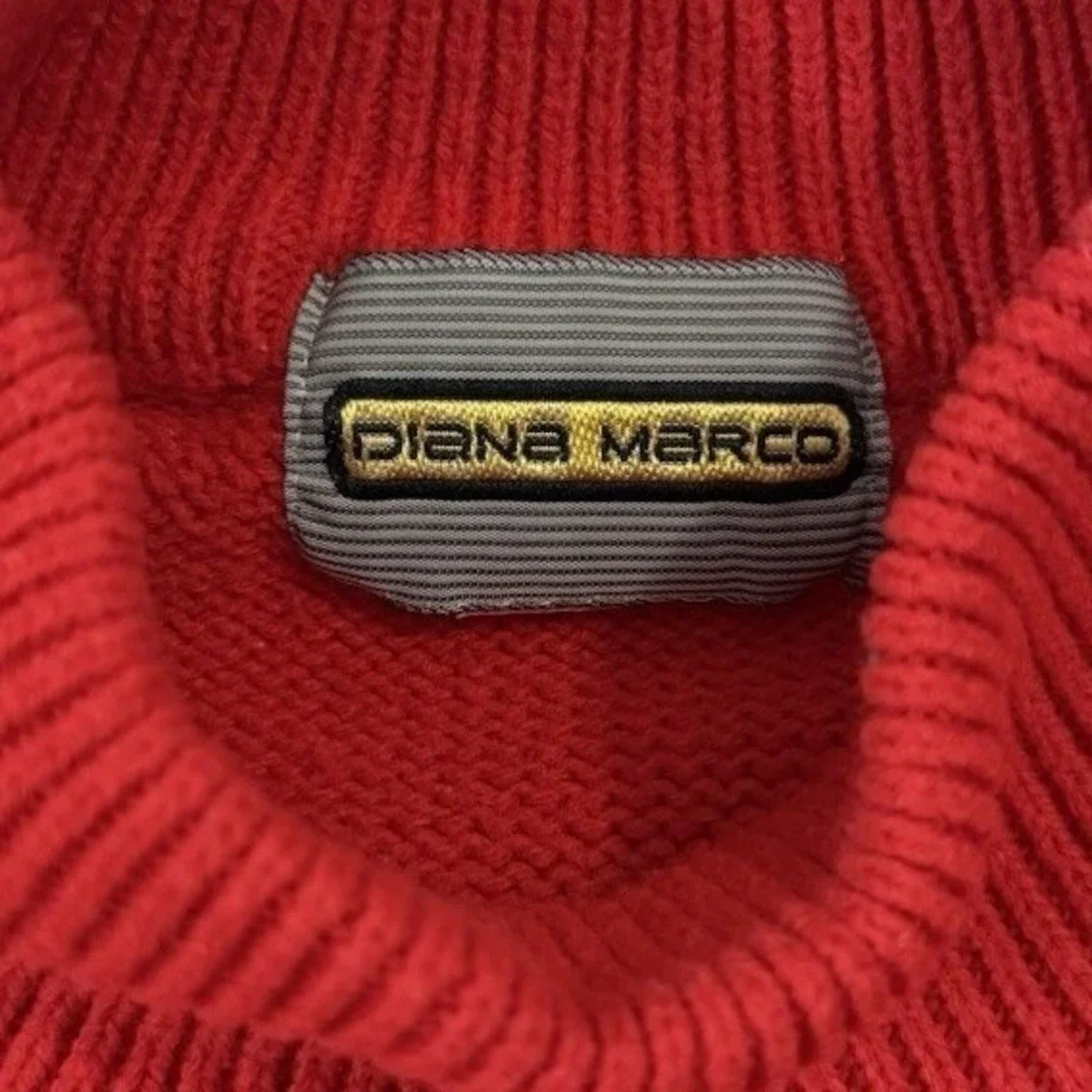 Vintage Diana Marco Red Sweater Women Sz M (40/20W) Abstract 80s 90s Retro Knit